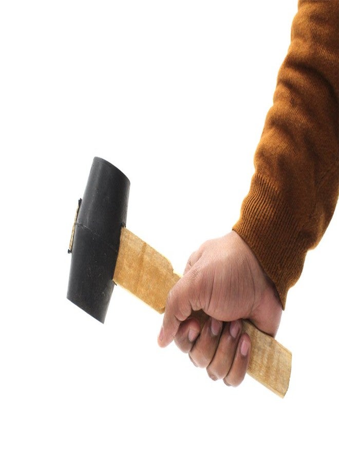 LOVELY® 2 Inch Diameter Rubber Mallet Hammer With Wooden Handle For Soft Impact And No Damage - Image 2